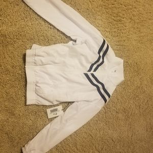Zyia White and Navy Stripe Breaker Jacket